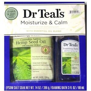 DR TEAL'S RELAX & RELIEF EPSOM SALT SOAK & FOAMING BATH HEMP OIL GIFT SET NEW